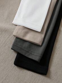 INAWLY 4pcs Solid Mock Neck Tee Fall Cloth For Women - Multicolor - View 3