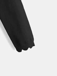 SHEIN 女大童貝殼邊單釦開襟衫 - 黑色 - 查看 4