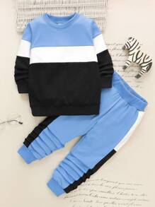 SHEIN 男小童撞色衛衣和衛褲 - 彩色 - 查看 1