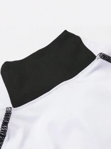 Coreblaze 男友风格男士纯色立领插肩袖休闲健身长袖 T 恤学校健身上衣健身房上衣秋季压缩衬衫透气修身衬衫秋季圆领 - 白色 - 查看 4