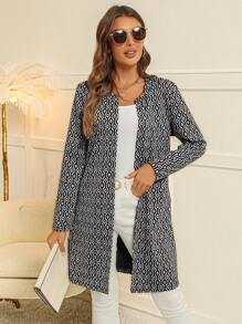 SHEIN Clasi 滿版印花開門襟外套 - 黑與白 - 查看 1