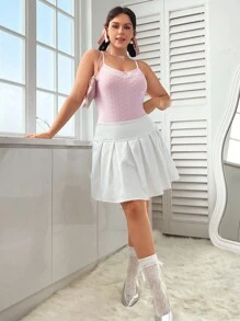 SHEIN EZwear 大碼蕾絲拼接網眼刺繡吊帶連體衣 - 粉色 - 查看 4