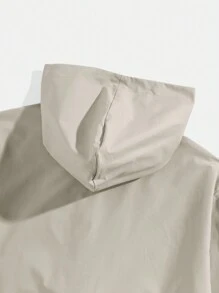 Claim Dot Loose Fit Men's Zip Up Drawstring Waist Casual Hooded Jacket - Apricot - View 3