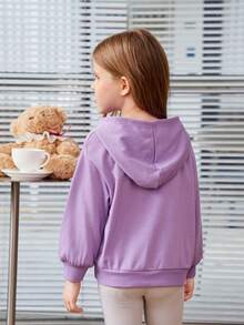 SHEIN 女童独角兽和花卉印花落肩卫衣 - 紫色 - 查看 2