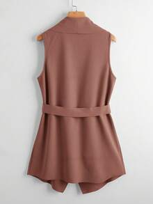 SHEIN Clasi 大翻領腰帶外套馬甲 - 咖啡棕 - 查看 2