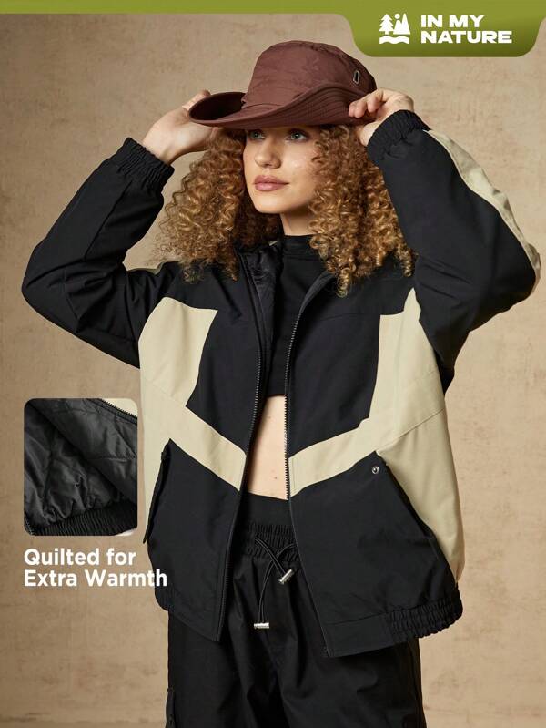 In My Nature Colorblock Zip Up Hooded Jacket