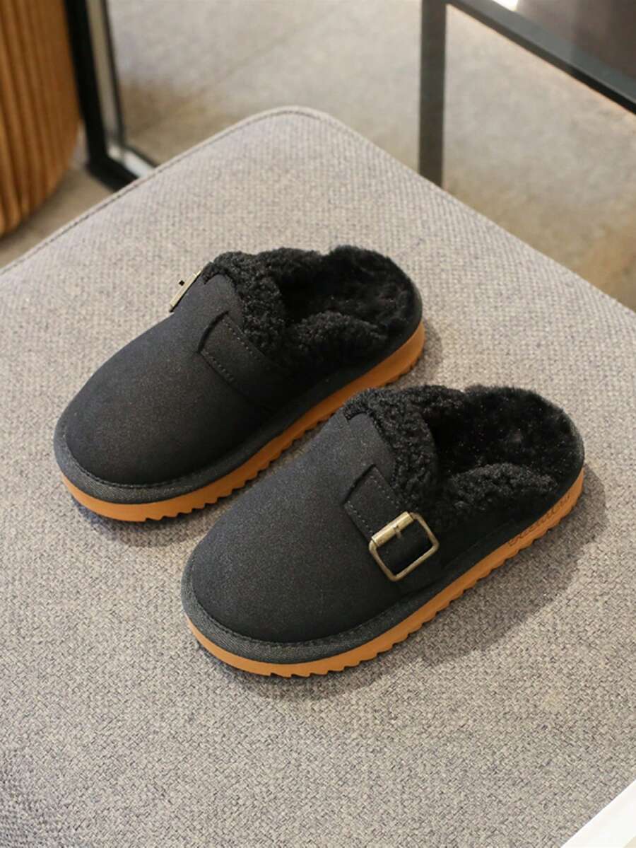 Kids Fashion Thermal Slippers Snow Plush Slippers - Black - View 1