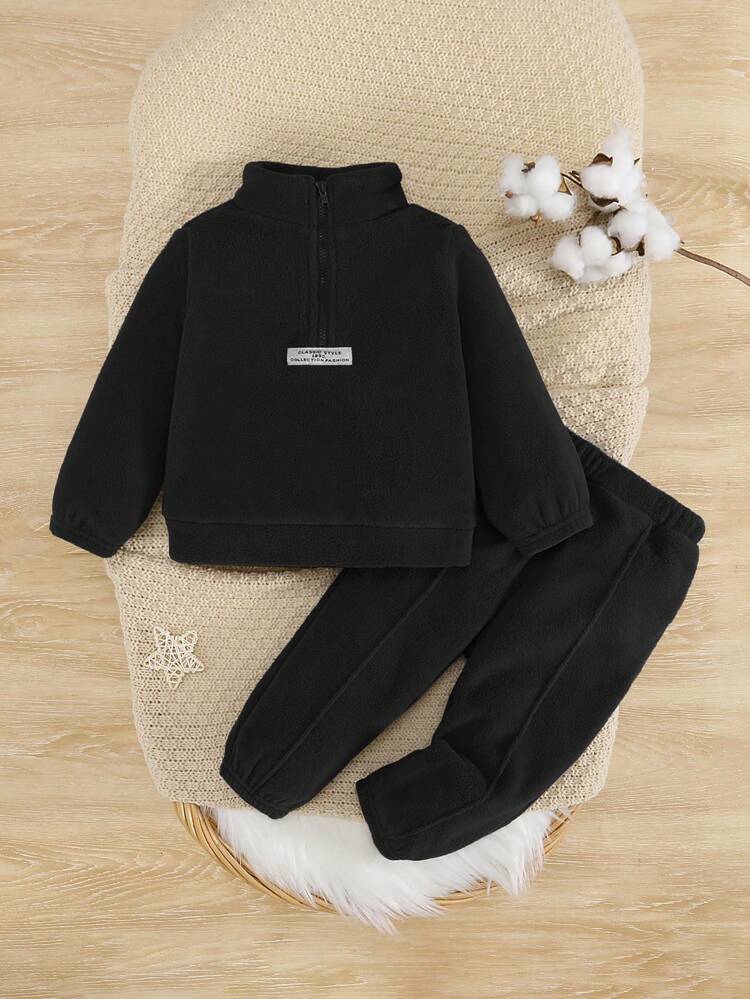 Infant Boys' Reversible Fleece Sports Set, Thickened