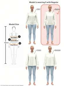 SHEIN LUNE Blusa con botones delanteros y estampado a rayas, blusas de manga larga - Azul y blanco - Ver 6