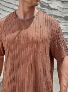 GENTILAND 男士大码素色T恤&短褲 - 棕色 - 查看 3