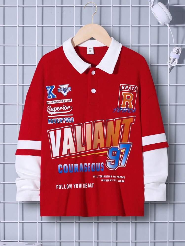 Tween Boy Slogan Graphic 2 In 1 Polo Shirt