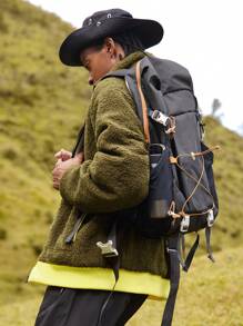 In My Nature Men Zip Up Contrast Trim Teddy Jacket