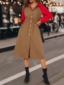 SHEIN LUNE Women'S Regular Fit Single-Breasted Coat With Raglan Sleeve Fall Cloth For Women - Multicolor - View 5