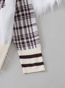 男小童格紋&熊圖案條紋飾邊套頭毛衣 - 彩色 - 查看 4