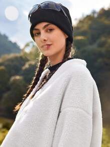 In My Nature Solid Button Front Outdoor Fleece Jacket - White - View 5