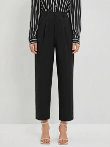 BizChic Women's High Waist Straight Leg Cropped Pants, Romantic Elegant Daily Fashion Versatile Business Casual, Suitable For Office, Business, Casual Wear, Teacher Attire In Fall/Winter - Black - View 4