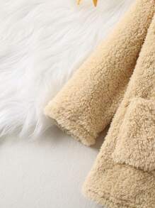 SHEIN 女小童素色背心上衣和褲子&開門襟連帽外套 - 棕色 - 查看 3