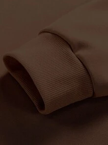 ROMWE MEN Street Life Guys Cross & Letter Graphic Drawstring Hoodie - Brown - View 8