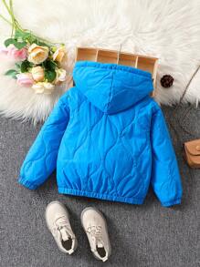 SHEIN Kleines Mädchen Gesteppter Mantel mit Reißverschluss, Kapuze,