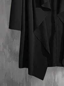 Manfinity Homme Men Draped Collar Open Front Rave Coat, Fall - Black - View 3