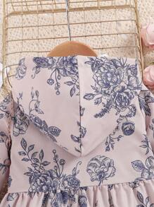 女嬰印花連帽風衣外套 - 彩色 - 查看 5