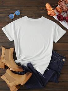 SHEIN Unity 大碼骷髅圖案T恤 - 白色 - 查看 2