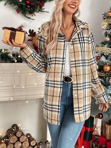 SHEIN LUNE Plaid Print Drop Shoulder Shirt - Multicolor - View 5