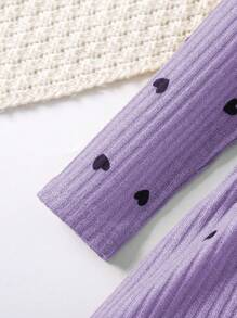 SHEIN Young Girl Heart Print Letter Patched Detail Dress