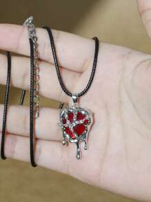 ROMWE Grunge Punk 1 Miếng Thời trang Hợp kim kẽm Mặt dây chuyền trái tim Dây chuyền Đối với phụ nữ Đối với Quà tặng hẹn hò - Màu Bạc Cổ - Xem 6