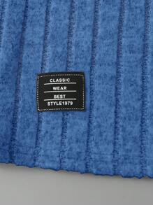 SHEIN Leap Crew Tween Boy Letter Patched Detail Ribbed Knit Tee - Royal Blue - View 4