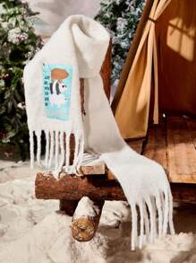 We Bare Bears X SHEIN White Warm Scarf - Beige - View 3