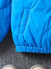 SHEIN Kleines Mädchen Gesteppter Mantel mit Reißverschluss, Kapuze,