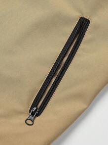 Manfinity Homme 男士字母图案双色抽绳连帽户外风衣外套, 户外风衣外套, 连帽衫, 男士户外风衣外套, 男士户外风衣外套连帽衫 - 黑色 - 查看 6