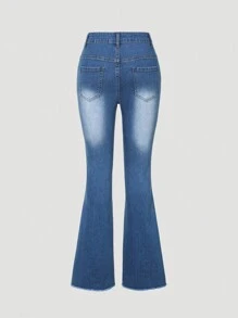 青少年女孩牛仔褲 - 深色水洗藍 - 查看 2