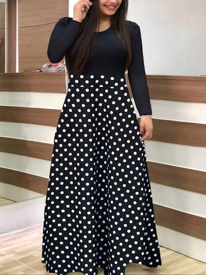 Plus Polka Dot Print Dress