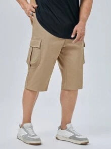 GENTILAND Men Plus Flap Pocket Side Cargo Pants - Khaki - View 4