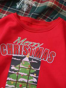 SHEIN Qutie In Giáng sinh Lót nhiệt Áo nỉ - Đỏ - Xem 3