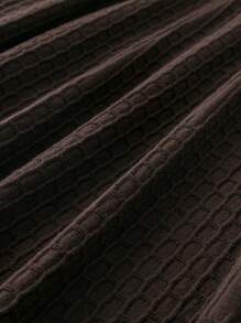 EMERY ROSE Plus Solid Flare Textured Knit Skirt - Coffee Brown - View 4