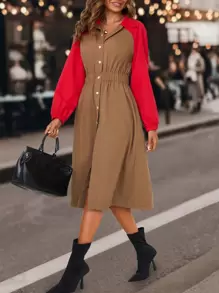 SHEIN LUNE Women'S Regular Fit Single-Breasted Coat With Raglan Sleeve Fall Cloth For Women - Multicolor - View 4