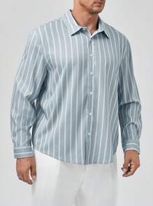 Manfinity Homme Men Plus Striped Print Shirt - Grey - View 3
