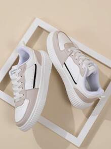 Damen Schnürkasual Schuhe, Sportschuhe, weiße Schuhe, Damenschuhe, Skaterschuhe, leichte Straßenbrettkschuhe
