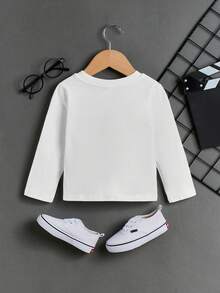 男嬰長頸鹿&字母圖案T恤 - 白色 - 查看 4