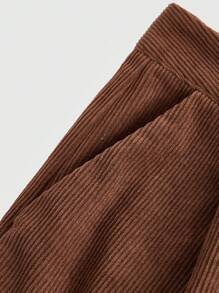 ROMWE Hippie Women's Sun Pattern Corduroy Long Pants - Brown - View 3