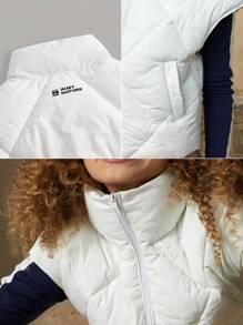 In My Nature Áo khoác vest đệm mỏng cổ khóa kéo màu trơn mùa đông cho nữ - trắng - Xem 8