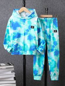 男大童紮染連帽衫和運動褲 - 彩色 - 查看 1