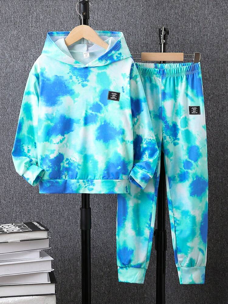 男大童紮染連帽衫和運動褲 - 彩色 - 查看 1