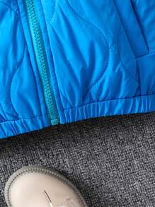 SHEIN Kleines Mädchen Gesteppter Mantel mit Reißverschluss, Kapuze,