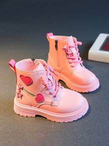 女童靴子秋冬新款平底儿童短靴高帮靴女童公主靴宝宝鞋