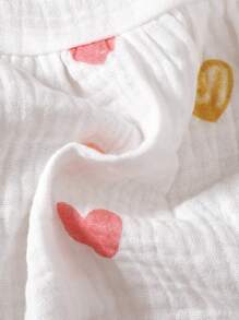 SHEIN 女嬰愛心圖案荷葉邊荷葉袖上衣和褲子和帽