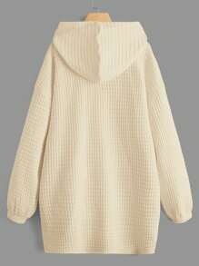 SHEIN EZwear Plus Kangaroo Pocket Drop Shoulder Drawstring Hoodie